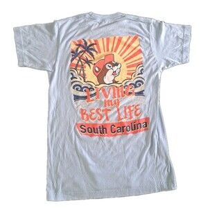 Buc-ee’s South Carolina SC T-Shirt Men’s Small Blue Tee "Living My Best Life"